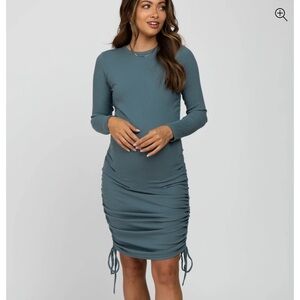 Pinkblush Green Ruched Long Sleeve Bodycon Dress
